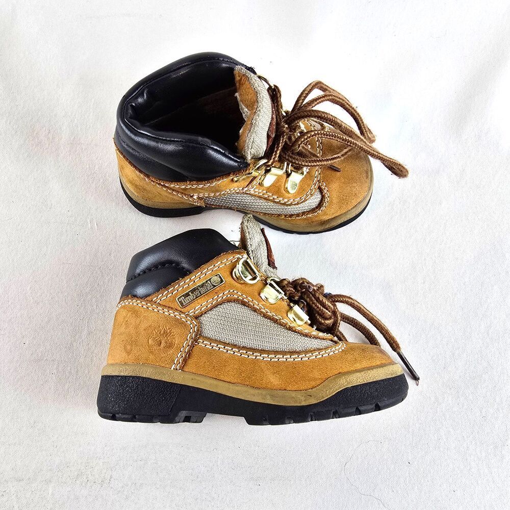 Timberland Boots Toddlers 6 Brown Tan Field Hiking Outdoors Youth Baby Lace Up